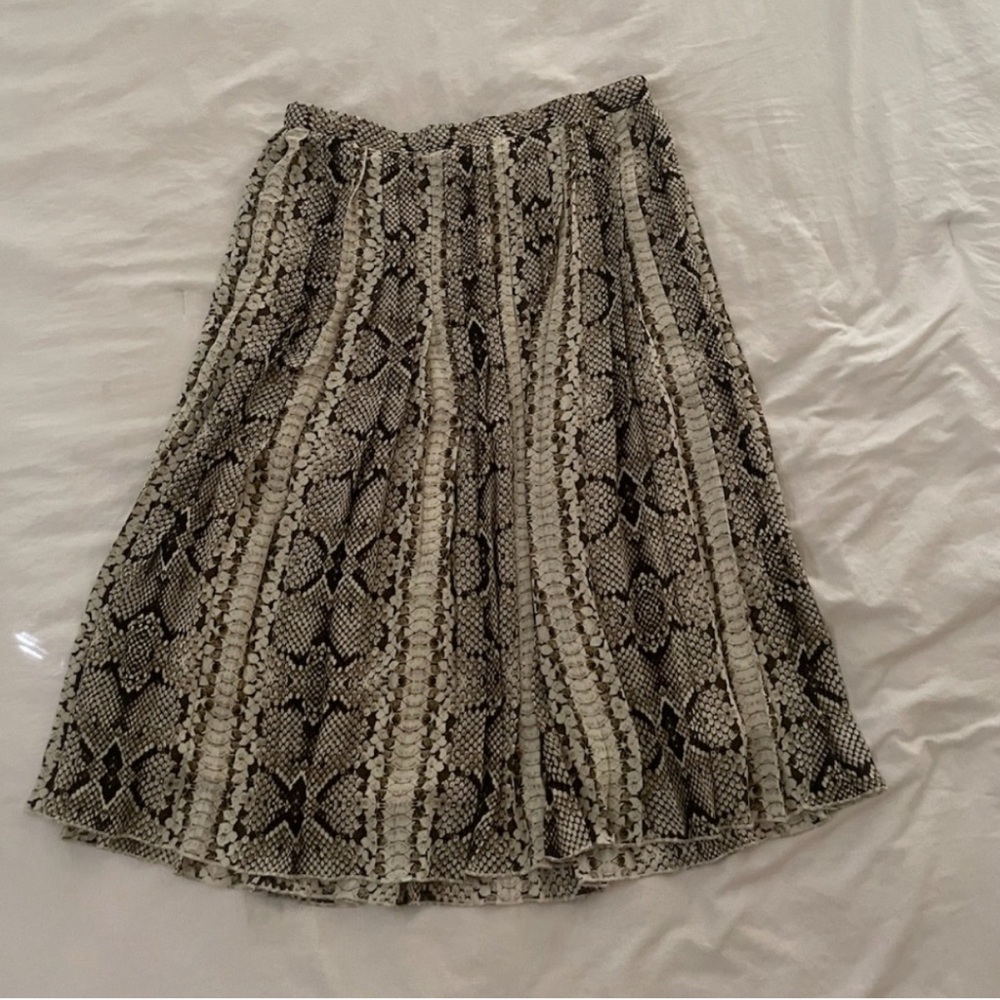 WD.NY Snakeprint Black and White Pleated Midi Skirt